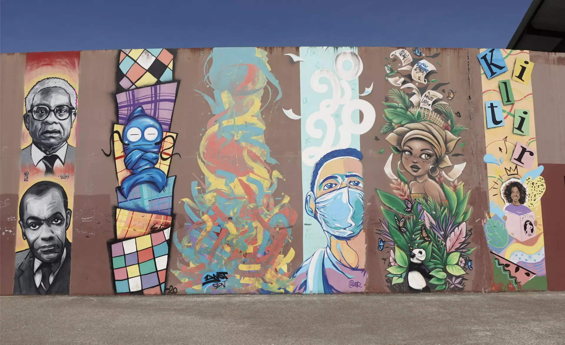 Oeuvre de Street Art réalisée par Azer, Djip, Doudou Style, Emi Gutierrez, Ynot à Macouria